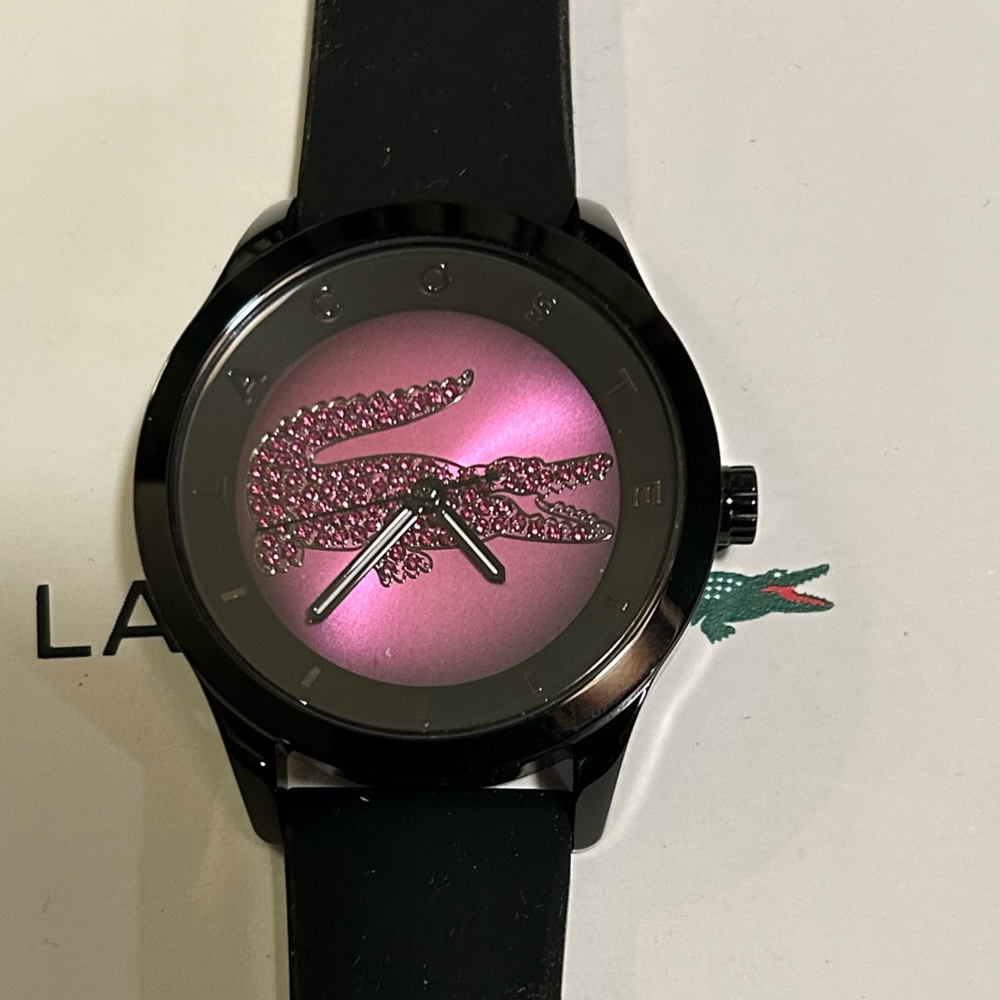 Lactose Watch With 40mm Purple Face With Black Silicone Band.